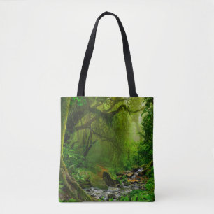 Bolsa Tote Selva do Nepal com selva de rios, floresta, terra,