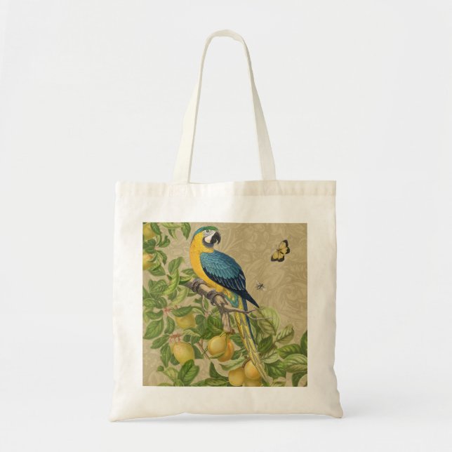 Bolsa Tote Selva Tropical Amarela Macaw Antiguidade (Frente)
