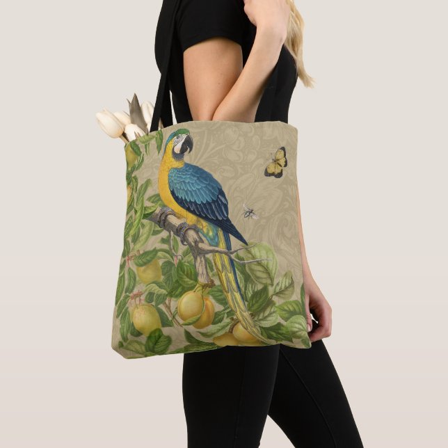 Bolsa Tote Selva Tropical Amarela Macaw Antiguidade (Close Up)