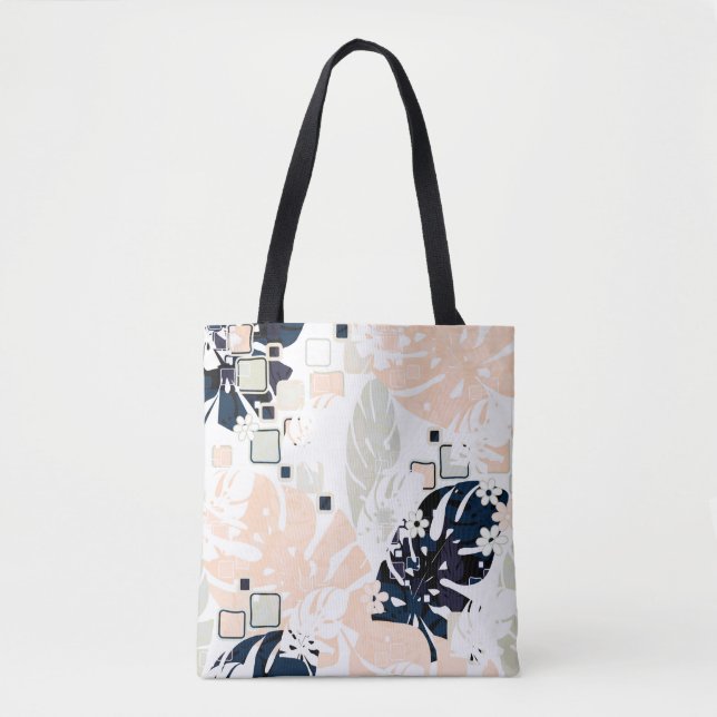 Bolsa Tote Selva tropical sem costura folhas de monstera abdo (Frente)