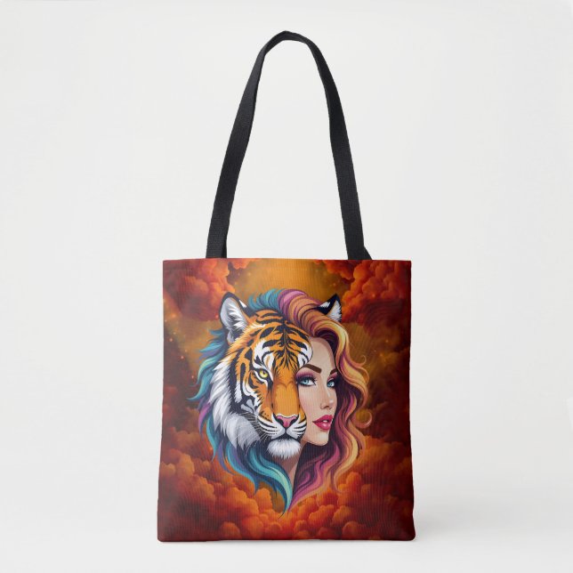 Bolsa Tote Selvagem Interior – Deusa do Espírito do Tigre.  (Frente)