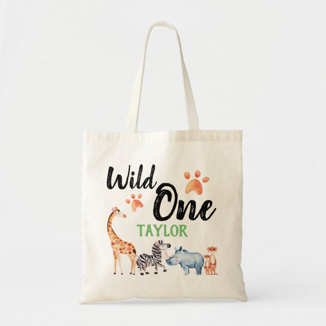 Bolsa Tote Selvagem Um Primeiro Aniversário, Crianças Animais (Frente)