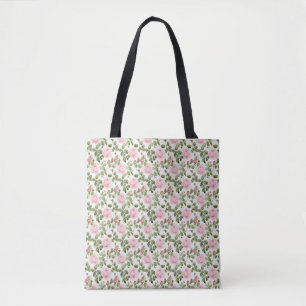 Bolsa Tote Sem Olhos De Rosas Rosa Com Folhas Verdes