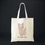 Bolsa Tote Sem Problemas Kawaii - Lama Rosa<br><div class="desc">Saco de tote bonito com uma ilustração em estilo cartoon de uma lama com bochechas cor-de-rosa com um texto embaixo que diz "Sem problema". design Kawaii para amantes de animais e trocadilhos!</div>