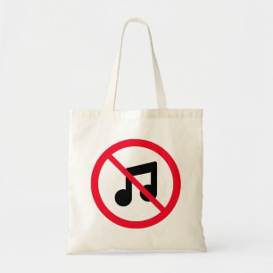 Bolsa Tote Sem Sinal de Círculo Vermelho de Música   Saco de 