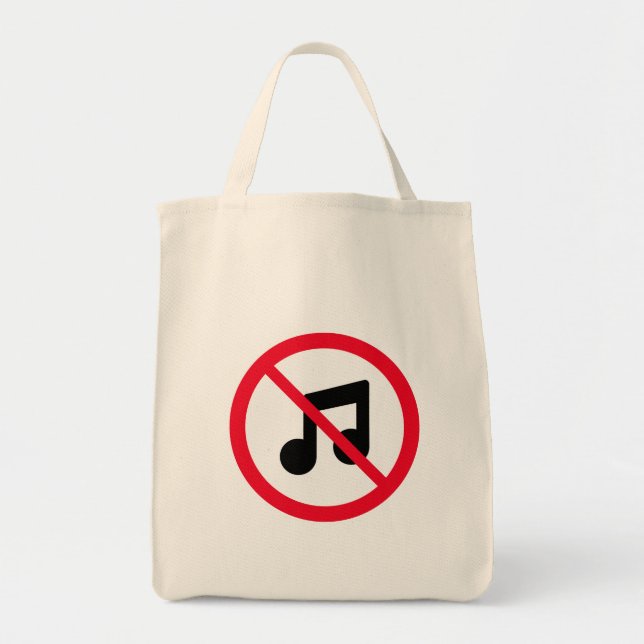 Bolsa Tote Sem Sinal de Círculo Vermelho de Música | Saco de  (Frente)