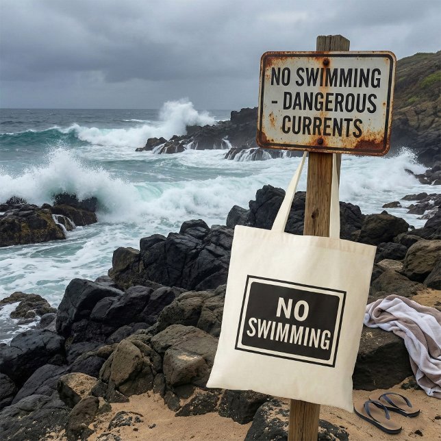 Bolsa Tote Sem Sinal de Nadação Negrito e Branco (Criador carregado)