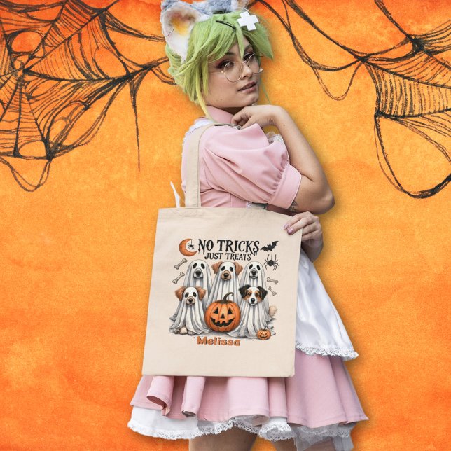 Bolsa Tote Sem truques apenas ameaças/personalização do Dia d (No Tricks Just Treats / Halloween custom Tote Bag)