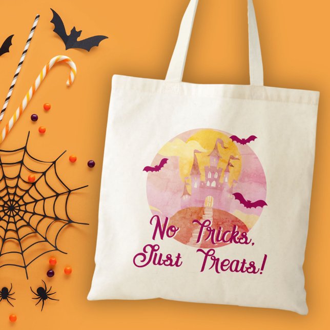 Bolsa Tote Sem Truques Apenas Tratam O Castelo Spooky Hallowe (Criador carregado)