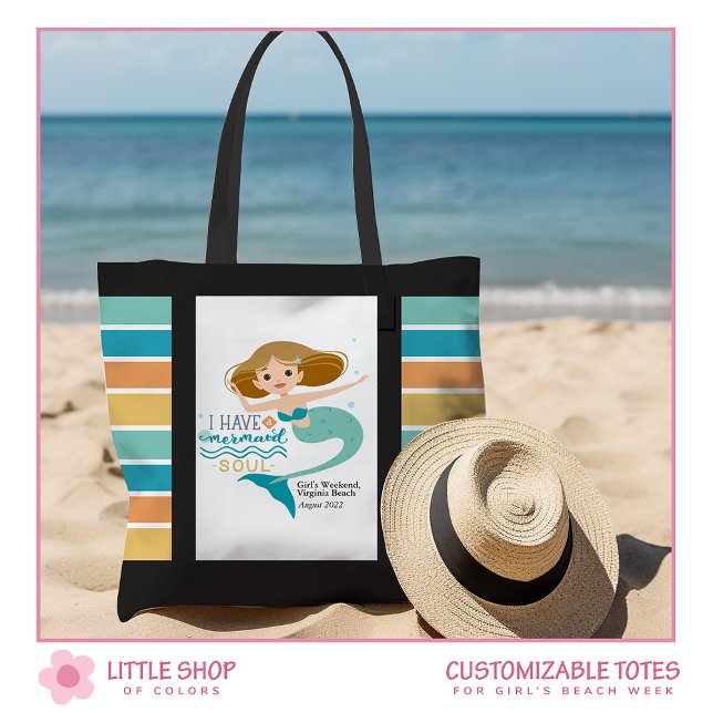Bolsa Tote Semana das Sereias na Praia Personalizada (Criador carregado)