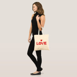 Bolsa Tote Sempre AMOR com tipografia do Coração Vermelho