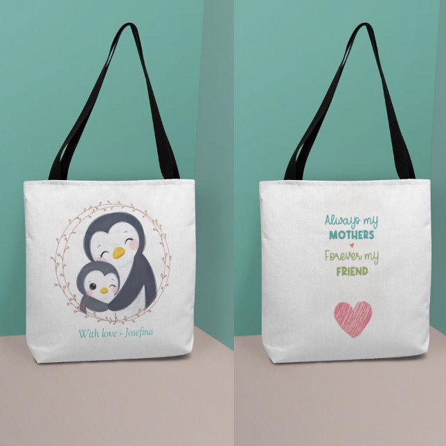 Bolsa Tote Sempre minha mãe - Mãe de pinguim (Always my Mother - Penguin Mum Baby Tote Bag)