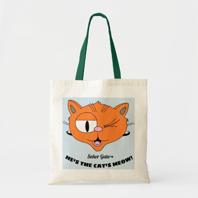 Bolsa Tote "Senhor Gato Ele é o miau do gato!" gato piscando (Frente)