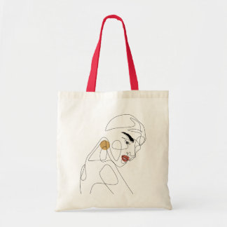 Bolsa Tote Senhora bonita com linha mínima arte do batom