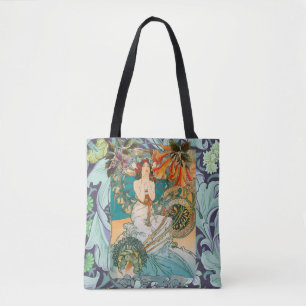 Bolsa Tote Senhora bonita e sacola floral de Nouveau da arte