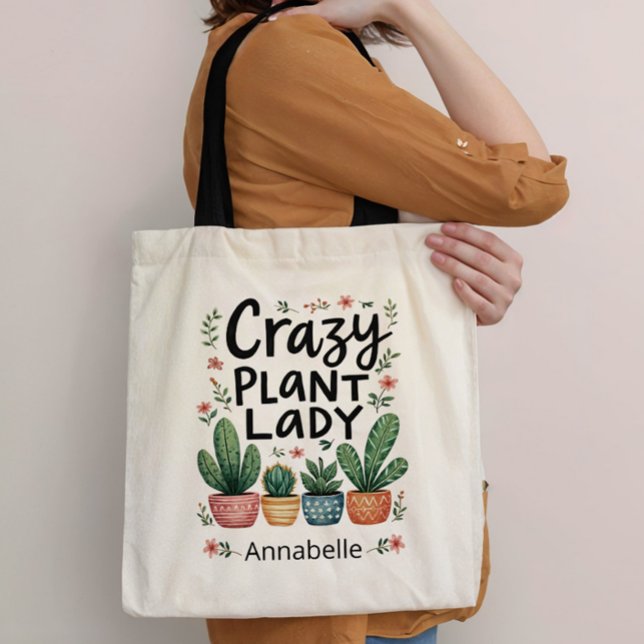 Bolsa Tote Senhora de Planta Louca Personalizada (Criador carregado)