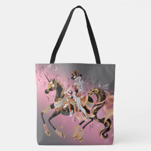 Bolsa Tote Senhora e Cavalo Mecânico Steampunk