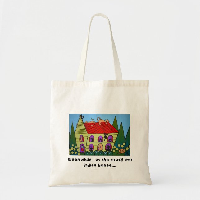 Bolsa Tote Senhora louca Saco do gato (Frente)