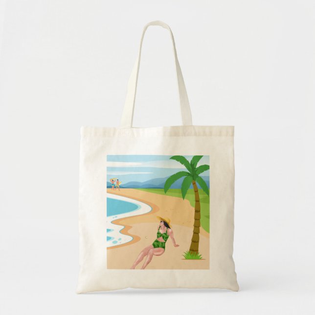 Bolsa Tote senhora na praia (Frente)