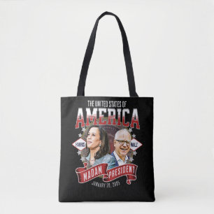 Bolsa Tote Senhora Presidente Harris Walz 2024 História do Fa