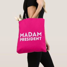 Bolsa Tote Senhora Presidente, tipografia moderna, rosa-quent