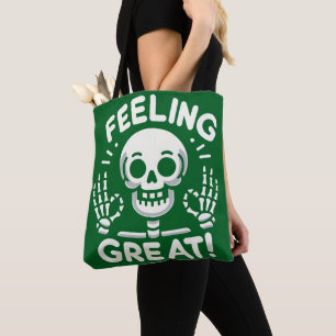 Bolsa Tote Sensação de Excelente Caveira e Ossos com um Posit