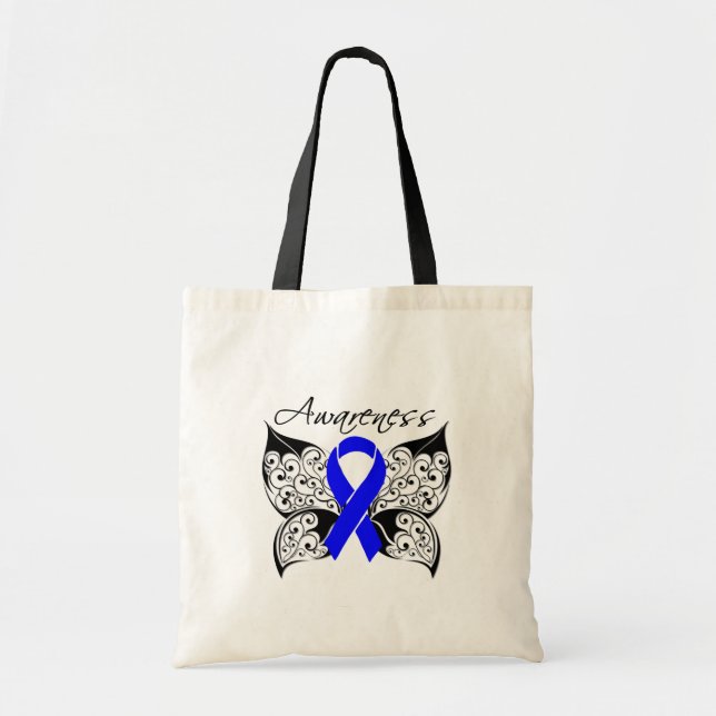 Bolsa Tote Sensibilização da borboleta de tatuagem - Cancer d (Frente)
