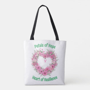 Bolsa Tote Sensibilização do Cancer da mama Coração Floral