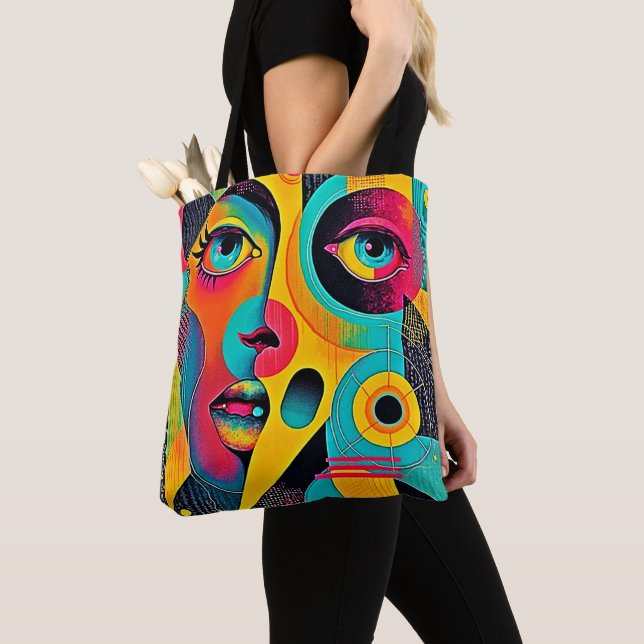 Bolsa Tote Sentimentos Coloridos: Rosto Abstrato (Close Up)