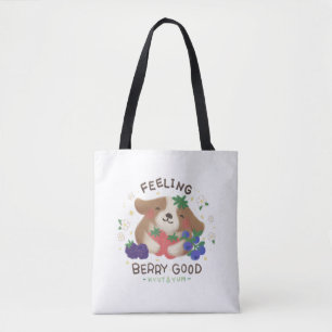 Bolsa Tote Sentindo-se Muito Bem: Cachorro Fofo com Frutas Ve