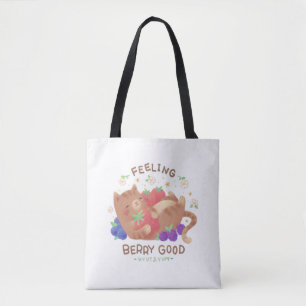 Bolsa Tote Sentindo-se Muito Bem: Gatinho Fofo com Frutas Ver