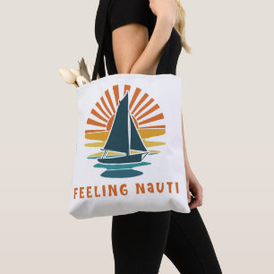 Bolsa Tote “Sentindo-se safado” Barco e pôr do sol náutico