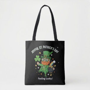 Bolsa Tote Sentindo-se Sortudo Dia de São Patrício Leprechaun