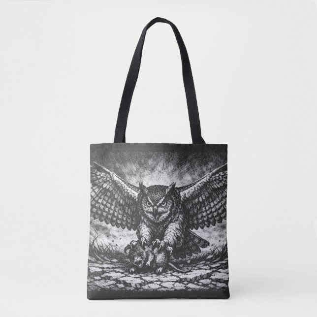Bolsa Tote Sentinela de Coruja Alada por BurnsInHell (Frente)