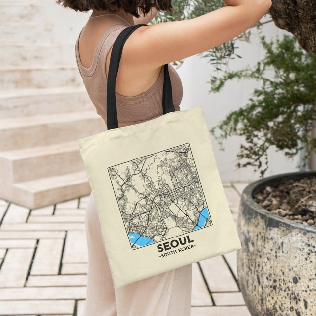 Bolsa Tote Seoul, South Korea City Map Tote Bag (Criador carregado)