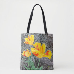 Bolsa Tote Sequência de três tulipas amarelas /