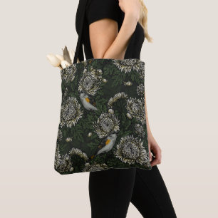 Bolsa Tote Sequoias no crisântemo em verde e branco