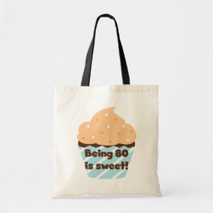 Bolsa Tote Ser 80 é t-shirt e presentes doces do aniversári