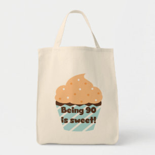 Bolsa Tote Ser 90 é t-shirt e presentes doces do aniversári
