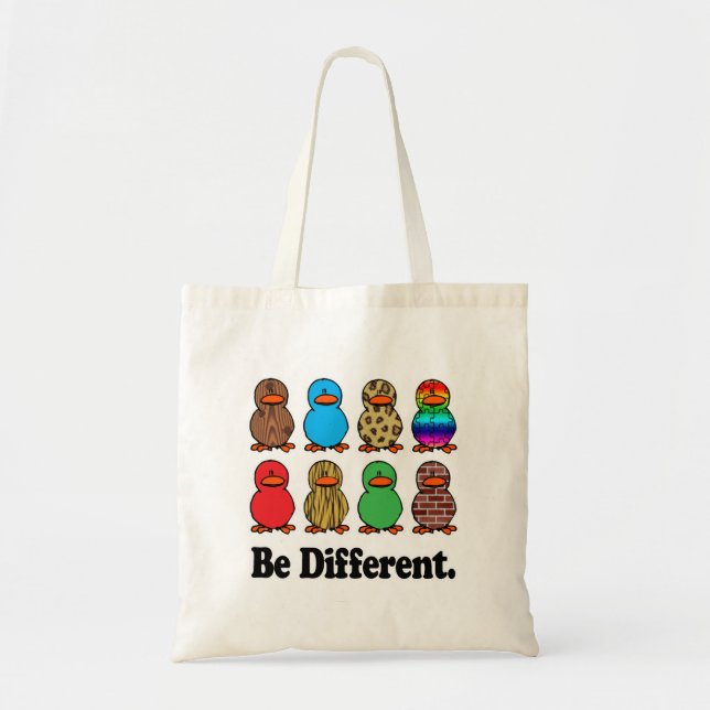 Bolsa Tote ser diferentes patos-patos-padrão engraçado (Frente)