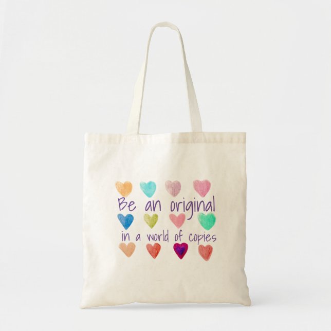 Bolsa Tote Ser Original Num Mundo De Copias Coração (Frente)