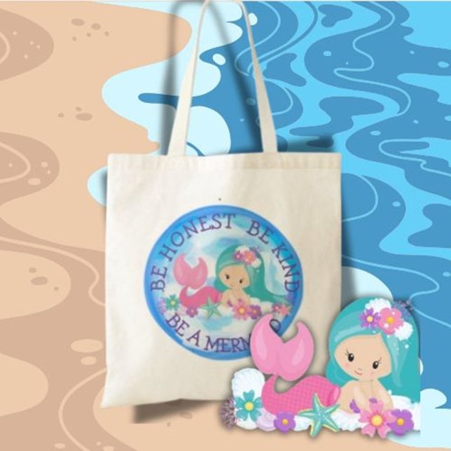 Bolsa Tote SER uma Sereia Feliz Saco ( whimsical mermaid treasures)