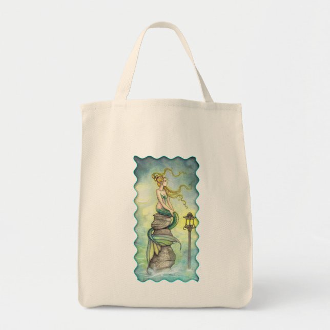 Bolsa Tote Sereia Adorável com Lua e Lanterna (Frente)