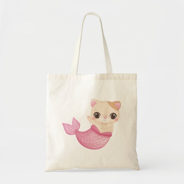 Bolsa Tote Sereia Adorável de Gato (1) (Frente)