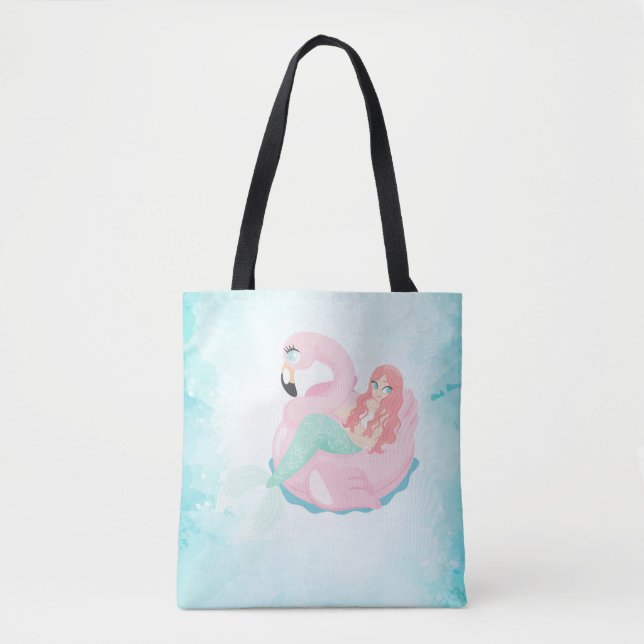 Bolsa Tote Sereia Adorável Fofa, Mar (Frente)
