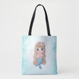 Bolsa Tote Sereia Bebê Adorável Fofo, Mar