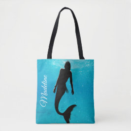 Bolsa Tote Sereia Black Blue Ocean Summer Modern Beach