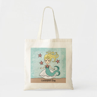 Bolsa Tote Sereia bonita numa concha com peixe-estrela