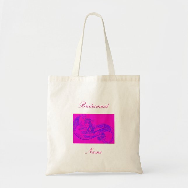 Bolsa Tote Sereia de cabelos cor-de-rosa (Frente)