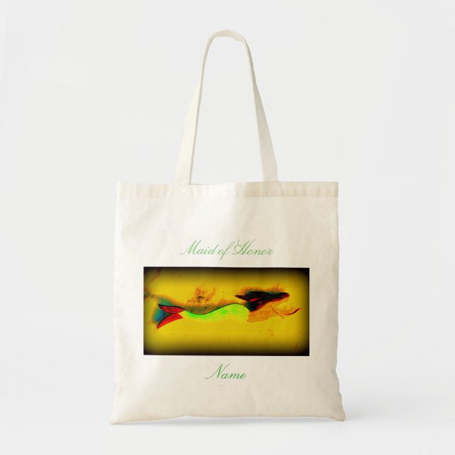 Bolsa Tote sereia madrinha de casamento de cauda verde (Frente)